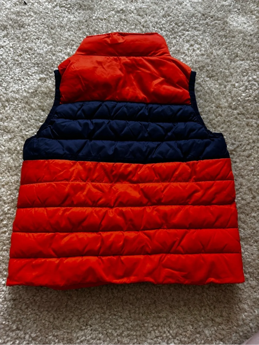 Janie and Jack Orange and Navy Colorblock Puffer Vest